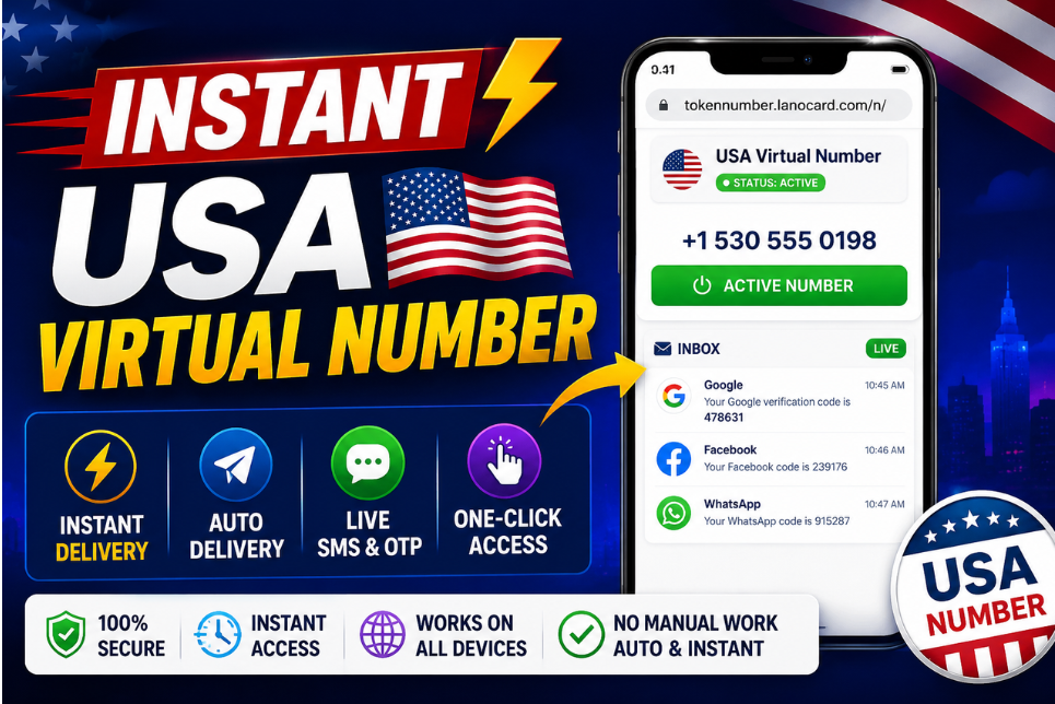 Instant USA Virtual Number (30 Days) | Auto Delivery | Live SMS & OTP | One-Click Access